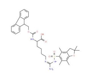 Fmoc-Nomega-(2,2,4,6,7-pentamethyldihydrobenzofuran-5-sulfonyl)-L-homoarginine (CAS 1159680-21-3) - chemical structure image