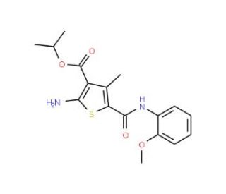 Isopropyl 2-amino-5-{[(2-methoxyphenyl)amino]-carbonyl}-4-methylthiophene-3-carboxylate - chemical structure image