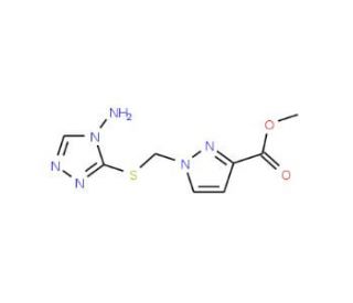 Methyl 1-{[(4-amino-4H-1,2,4-triazol-3-yl)thio]-methyl}-1H-pyrazole-3-carboxylate - chemical structure image