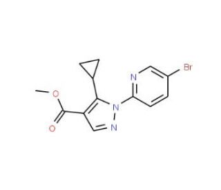 Methyl 1-(5-bromopyridin-2-yl)-5-cyclopropylpyrazole-4-carboxylate (CAS 1150164-26-3) - chemical structure image