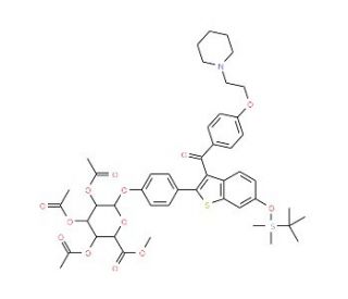 Methyl-1-(6-tert-butyldimethylsylyl-4&prime;-hydroxyraloxifene)-2,3,4-tri-O-acetyl-&beta;-D-glycopyranuronate - chemical structure image