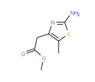Methyl 2-(2-amino-5-methyl-1,3-thiazol-4-yl)-acetate (CAS 72054-60-5) - chemical structure image