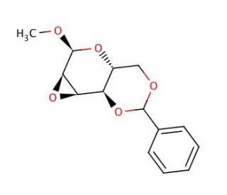 Methyl 2,3-anhydro-4,6-O-benzylidene-&alpha;-D-allopyranoside (CAS 3150-15-0) - chemical structure image