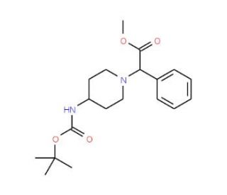 Methyl 2-{4-[(tert-butoxycarbonyl)amino]-piperidino}-2-phenylacetate - chemical structure image