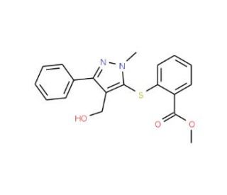 Methyl 2-{[4-(hydroxymethyl)-1-methyl-3-phenyl-1H-pyrazol-5-yl]sulfanyl}benzenecarboxylate - chemical structure image