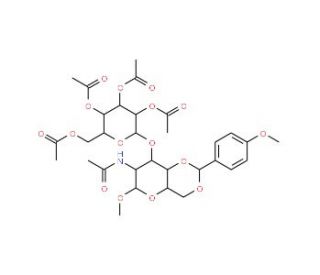 Methyl 2-Acetamido-2-deoxy-4,6-anisolydene-O-[&beta;-D- (2,3,4,6-tetraacetyl) galactopyranosyl]-&alpha;-D-galactopyranoside - chemical s