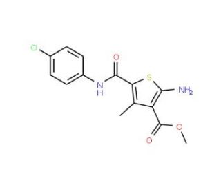 Methyl 2-amino-5-{[(4-chlorophenyl)amino]-carbonyl}-4-methylthiophene-3-carboxylate - chemical structure image