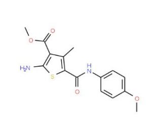 Methyl 2-amino-5-{[(4-methoxyphenyl)amino]-carbonyl}-4-methylthiophene-3-carboxylate - chemical structure image