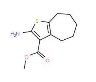 Methyl 2-amino-5,6,7,8-tetrahydro-4H-cyclohepta-[b]thiophene-3-carboxylate (CAS 184174-81-0) - chemical structure image