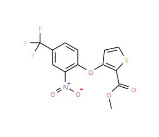 Methyl 3-[2-nitro-4-(trifluoromethyl)phenoxy]thiophene-2-carboxylate (CAS 91041-20-2) - chemical structure image
