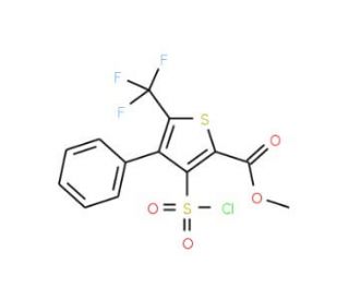 Methyl 3-(chlorosulphonyl)-4-phenyl-5-(trifluoromethyl)thiophene-2-carboxylate (CAS 306935-98-8) - chemical structure image