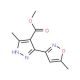Methyl 3-methyl-5-(5-methylisoxazol-3-yl)-1H-pyrazole-4-carboxylate (CAS 175277-16-4) - chemical structure image