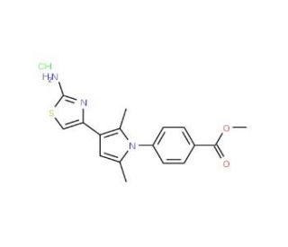 methyl 4-[3-(2-amino-1,3-thiazol-4-yl)-2,5-dimethyl-1H-pyrrol-1-yl]benzoate hydrochloride - chemical structure image