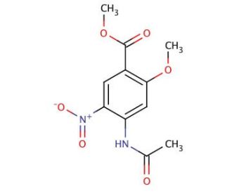 Methyl 4-(acetylamino)-2-methoxy-5-nitrobenzoate (CAS 4093-41-8) - chemical structure image