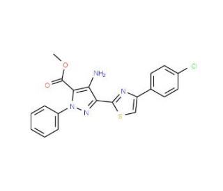 methyl 4-amino-3-[4-(4-chlorophenyl)-1,3-thiazol-2-yl]-1-phenyl-1H-pyrazole-5-carboxylate - chemical structure image