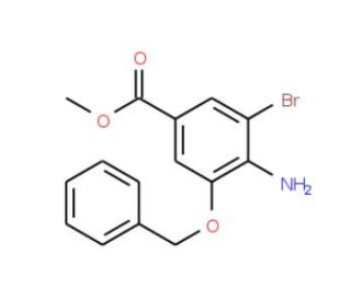 Methyl 4-amino-3-(benzyloxy)-5-bromobenzenecarboxylate (CAS 881909-58-6) - chemical structure image