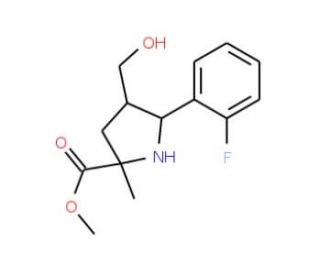 Methyl 5-(2-fluorophenyl)-4-(hydroxymethyl)-2-methylpyrrolidine-2-carboxylate - chemical structure image