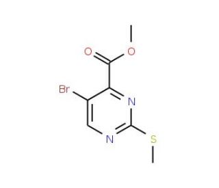 Methyl 5-bromo-2-(methylsulfanyl)-4-pyrimidinecarboxylate (CAS 50593-91-4) - chemical structure image