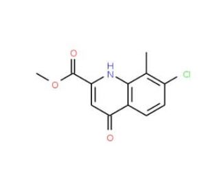 Methyl 7-chloro-4-hydroxy-8-methylquinoline-2-carboxylate (CAS 1065074-49-8) - chemical structure image