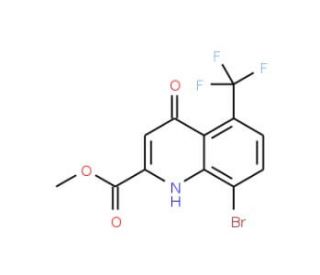 Methyl 8-bromo-4-hydroxy-5-trifluoromethylquinoline-2-carboxylate (CAS 1072944-77-4) - chemical structure image