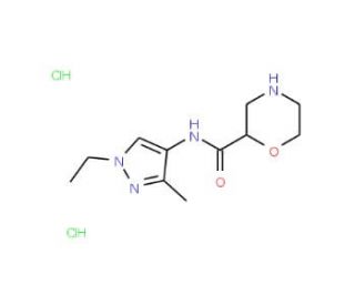 Morpholine-2-carboxylic acid (1-ethyl-3-methyl-1H-pyrazol-4-yl)-amide dihydrochloride - chemical structure image