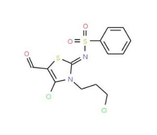 N-[(2Z)-4-chloro-3-(3-chloropropyl)-5-formyl-1,3-thiazol-2(3H)-ylidene]benzenesulfonamide - chemical structure image