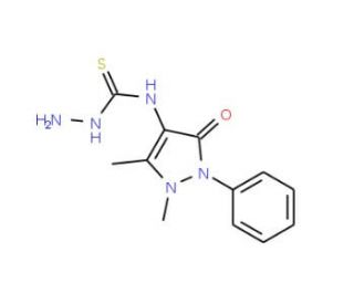 N-(1,5-dimethyl-3-oxo-2-phenyl-2,3-dihydro-1H-pyrazol-4-yl)hydrazinecarbothioamide (CAS 96447-49-3) - chemical structure imag
