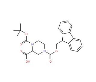 N-1-Boc-N-4-Fmoc-2-piperazine carboxylic acid (CAS 218278-58-1) - chemical structure image