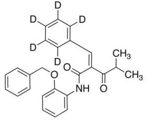 N-2-Benzyloxyphenyl &alpha;-Benzilidene-d5 Isobutyrylacetamide (CAS 1020719-18-9) - chemical structure image
