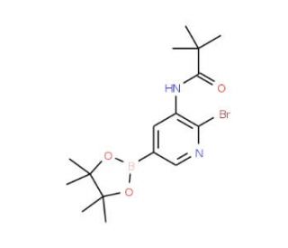 N-(2-Bromo-5-(4,4,5,5-tetramethyl-1,3,2-dioxaborolan-2-yl)pyridin-3-yl)pivalamide - chemical structure image