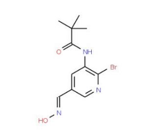 N-(2-Bromo-5-((hydroxyimino)methyl)pyridin-3-yl)-pivalamide - chemical structure image