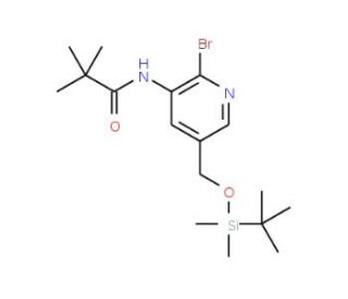 N-(2-Bromo-5-((tert-butyldimethylsilyloxy)methyl)-pyridin-3-yl)pivalamide - chemical structure image