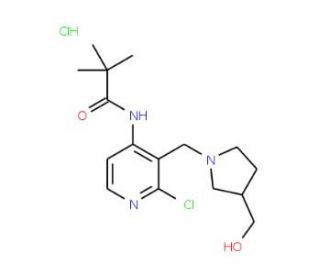 N-(2-Chloro-3-((3-(hydroxymethyl)pyrrolidin-1-yl)-methyl)pyridin-4-yl)pivalamide hydrochloride - chemical structure image