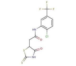 N-[2-Chloro-5-(trifluoromethyl)phenyl]-2-(2-mercapto-4-oxo-4,5-dihydro-1,3-thiazol-5-yl)acetamide - chemical structure image
