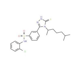 N-(2-Chloro-phenyl)-3-[4-(1,5-dimethyl-hexyl)-5-mercapto-4H-[1,2,4]triazol-3-yl]-benzenesulfonamide - chemical structure imag