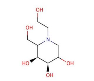 N-(2-Hydroxyethyl)-1-deoxy-L-altronojirimycin (CAS 72432-03-2 (non-salt)) - chemical structure image