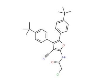 N-[4,5-Bis-(4-tert-butyl-phenyl)-3-cyano-furan-2-yl]-2-chloro-acetamide - chemical structure image
