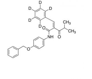 N-4-Benzyloxyphenyl &alpha;-Benzilidene-d5 Isobutyrylacetamide (CAS 1020719-20-3) - chemical structure image
