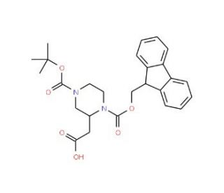 N-4-Boc-N-1-Fmoc-2-piperazine acetic acid (CAS 183742-34-9) - chemical structure image