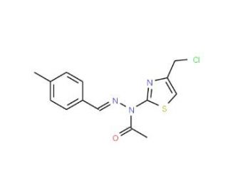 N-[4-(chloromethyl)-1,3-thiazol-2-yl]-N&prime;-[(1E)-(4-methylphenyl)methylene]acetohydrazide - chemical structure image