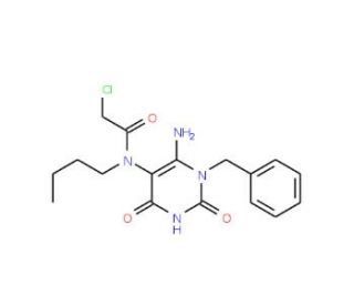 N-(6-Amino-1-benzyl-2,4-dioxo-1,2,3,4-tetrahydro-pyrimidin-5-yl)-N-butyl-2-chloro-acetamide - chemical structure image