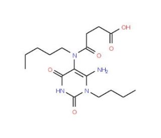 N-(6-Amino-1-butyl-2,4-dioxo-1,2,3,4-tetrahydro-pyrimidin-5-yl)-N-pentyl-succinamic acid - chemical structure image