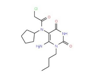 N-(6-amino-1-butyl-2,4-dioxo-1,2,3,4-tetrahydropyrimidin-5-yl)-2-chloro-N-cyclopentylacetamide - chemical structure image