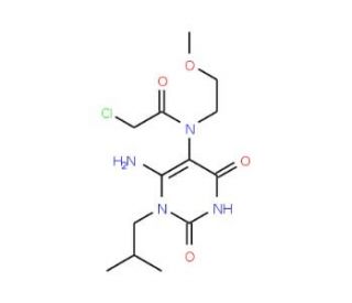 N-(6-Amino-1-isobutyl-2,4-dioxo-1,2,3,4-tetrahydro-pyrimidin-5-yl)-2-chloro-N-(2-methoxy-ethyl)-acetamide - chemical structur