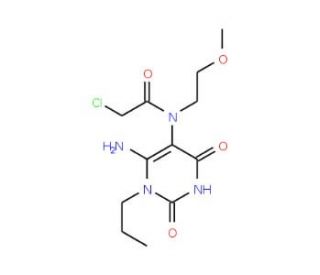 N-(6-amino-2,4-dioxo-1-propyl-1,2,3,4-tetrahydropyrimidin-5-yl)-2-chloro-N-(2-methoxyethyl)acetamide - chemical structure ima