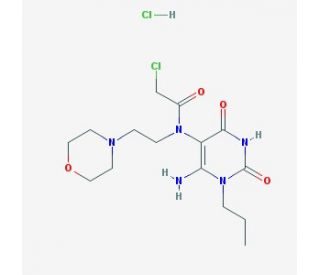 N-(6-amino-2,4-dioxo-1-propyl-1,2,3,4-tetrahydropyrimidin-5-yl)-2-chloro-N-(2-morpholin-4-ylethyl)acetamide hydrochloride - c