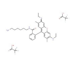 N-(6-Aminohexyl)rhodamine 6G-amide bis(trifluoroacetate) (CAS 1140505-40-3) - chemical structure image
