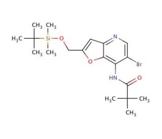 N-(6-Bromo-2-((tert-butyldimethylsilyloxy)methyl)-furo[3,2-b]pyridin-7-yl)pivalamide - chemical structure image