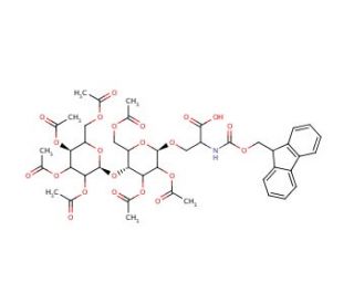 N-(9-Fluorenylmethoxycarbonyl)-O-(2,3,6,2&prime;,3&prime;,4&prime;,6&prime;-hepta-O-acetyl-&beta;-D-lactosyl)-L-serine (CAS 169275-84-7) - chemical struct