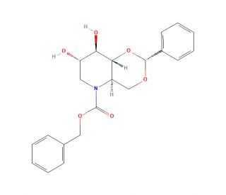 N-Benzyloxycarbonyl-4,6-O-phenylmethylene Deoxynojirimycin (CAS 138381-83-6) - chemical structure image